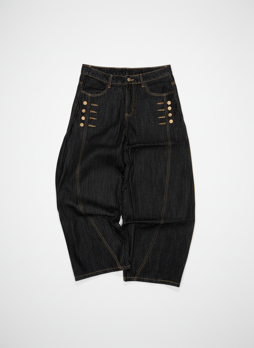 WIDE BLACK DENIM JEANS