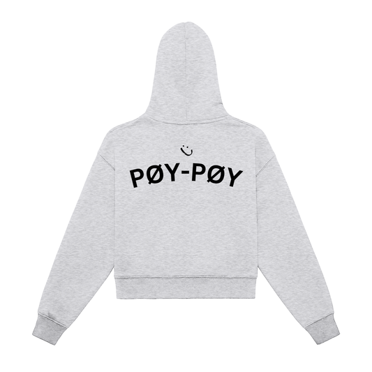 Fleeced Zip-Up Cropped Hoodie